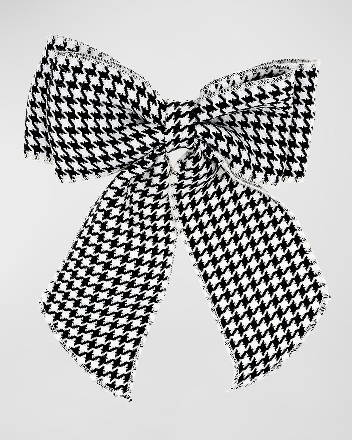 L Erickson Sloane Houndstooth Bow Barrette In Black/white