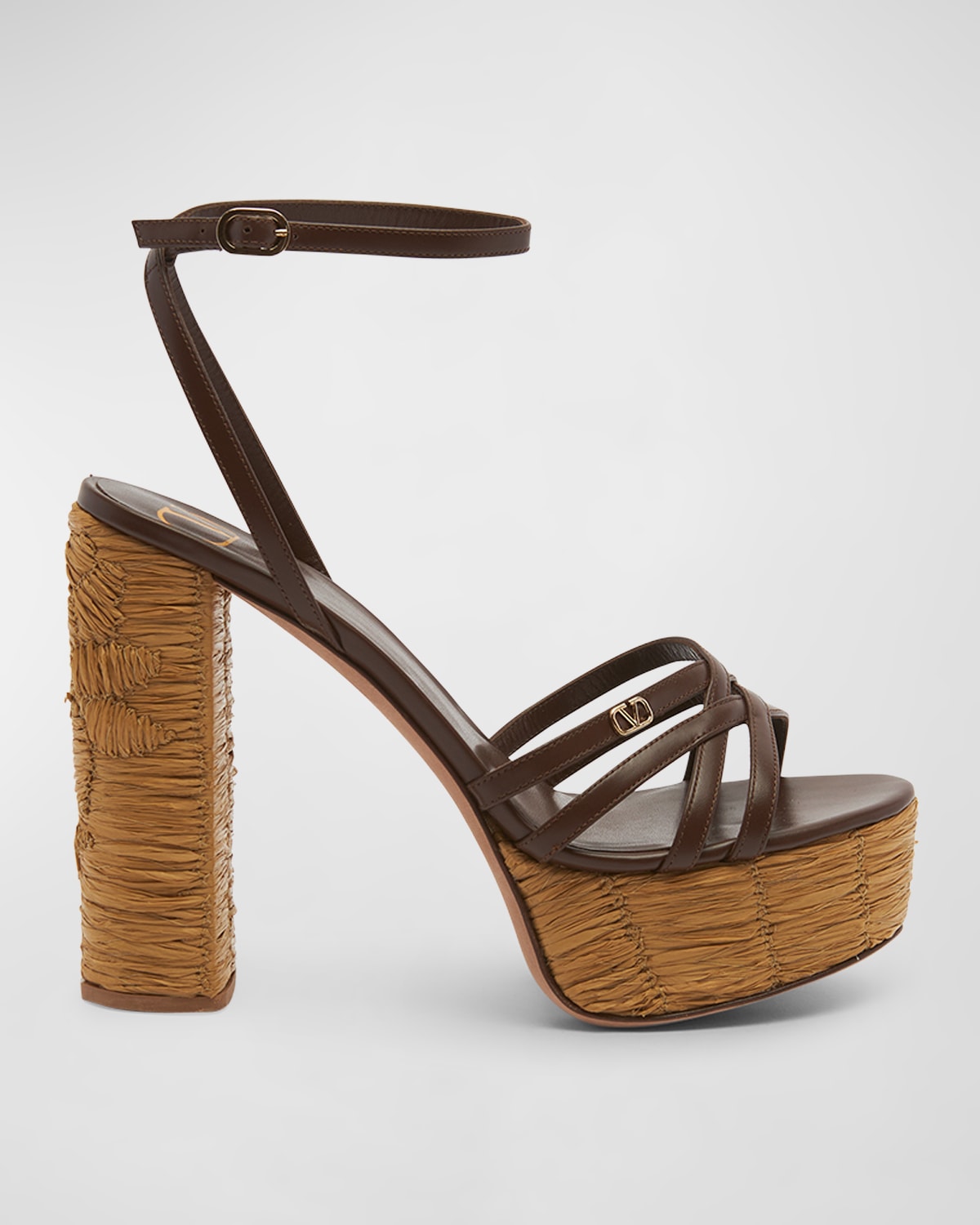 Raflower Raffia Ankle-Strap Platform Sandals