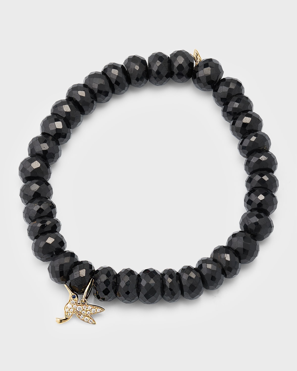 Sydney Evan 14K Yellow Gold Sapphire and Diamond Small Hummingbird Charm Bracelet