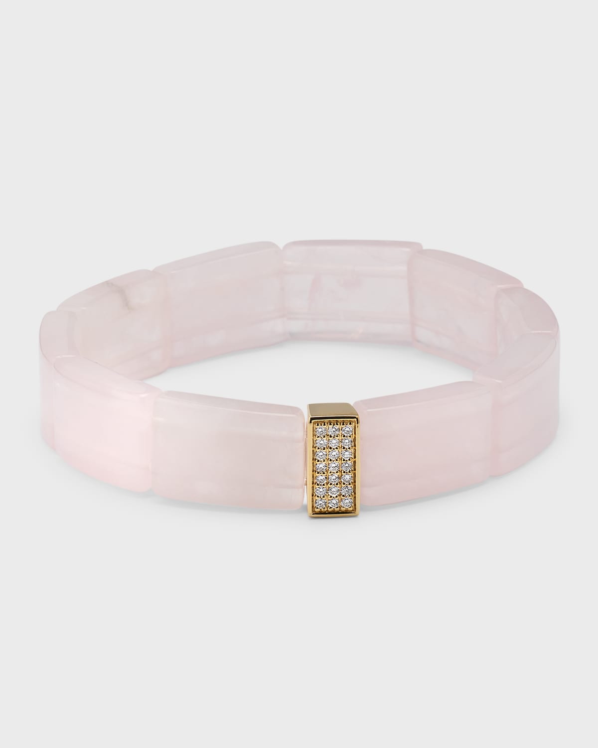 Sydney Evan 14k Yellow Gold Rose Quartz And Diamond 3-row Beaded Bracelet In Pink