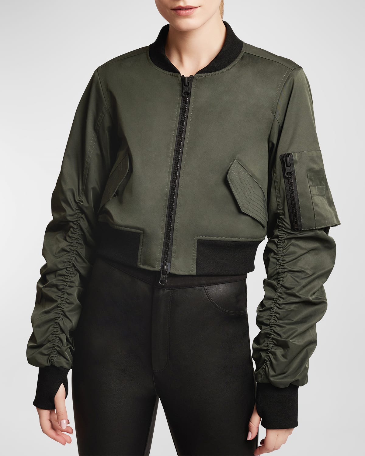 BLANC NOIR BOMBARDIER CROPPED BOMBER JACKET