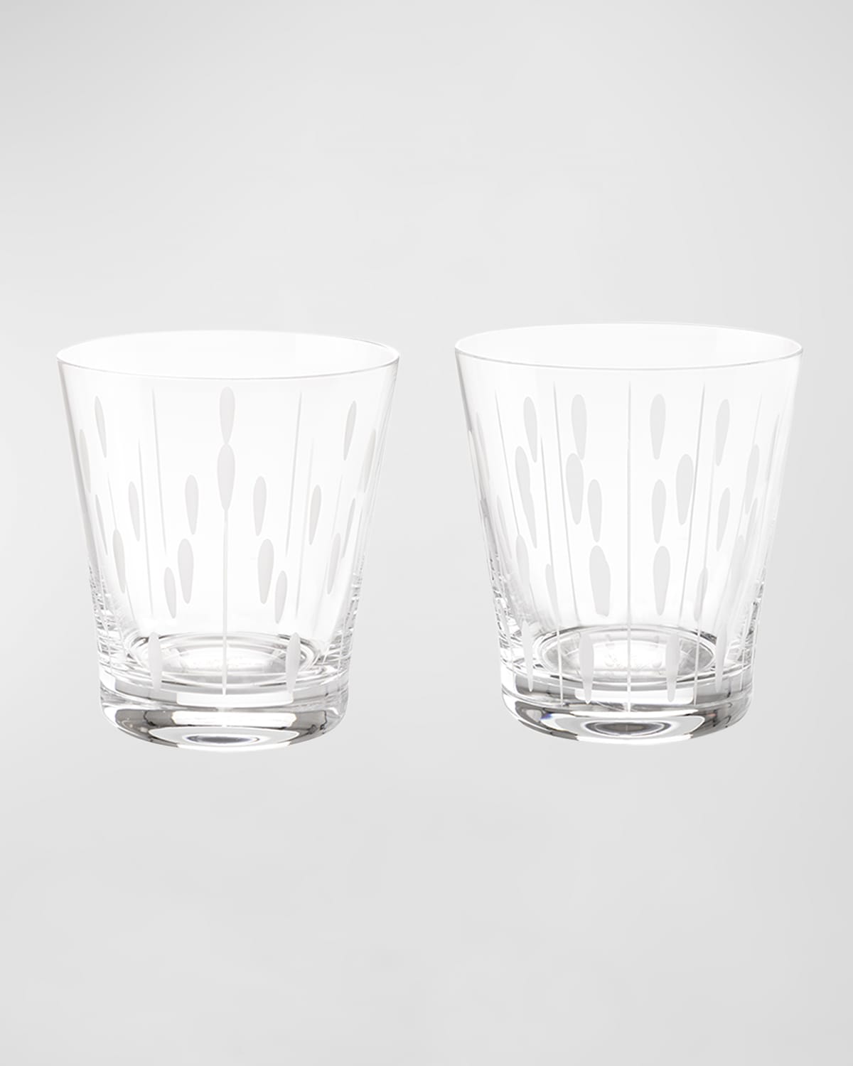 Lalique Set Of 2 Crystal Lotus Blossom Tumblers