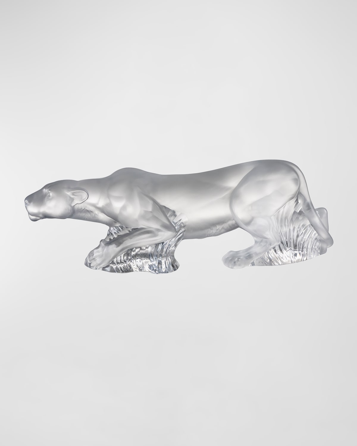 Lalique Timbavati Lion Sculpture, Clear In Gray