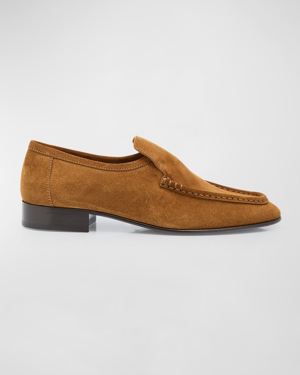 The Row Soft Suede Easy Loafers In Bark