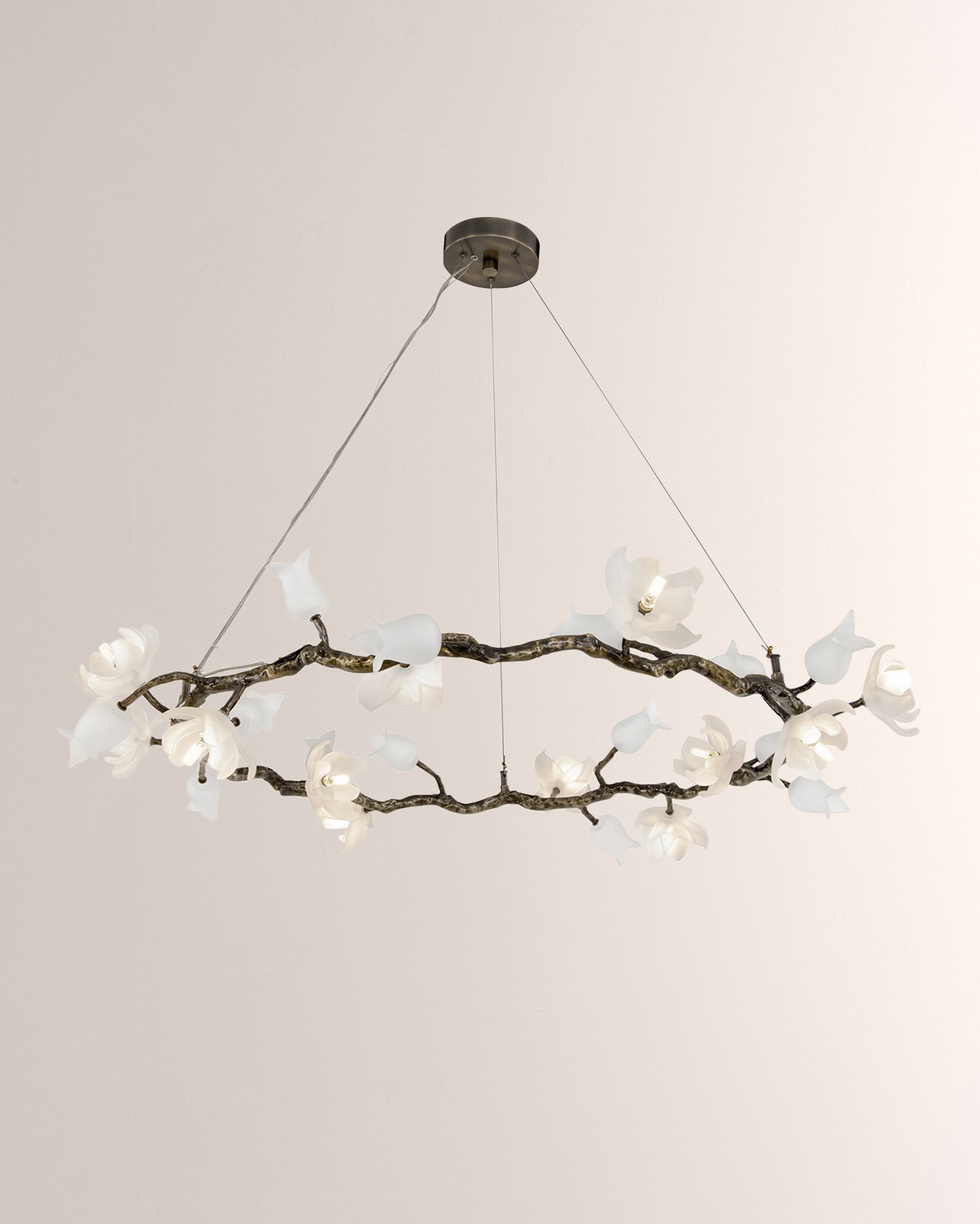 John-richard Collection Churippu Magnolia & Tulip 46" 12-light Halo Chandelier In Bronze