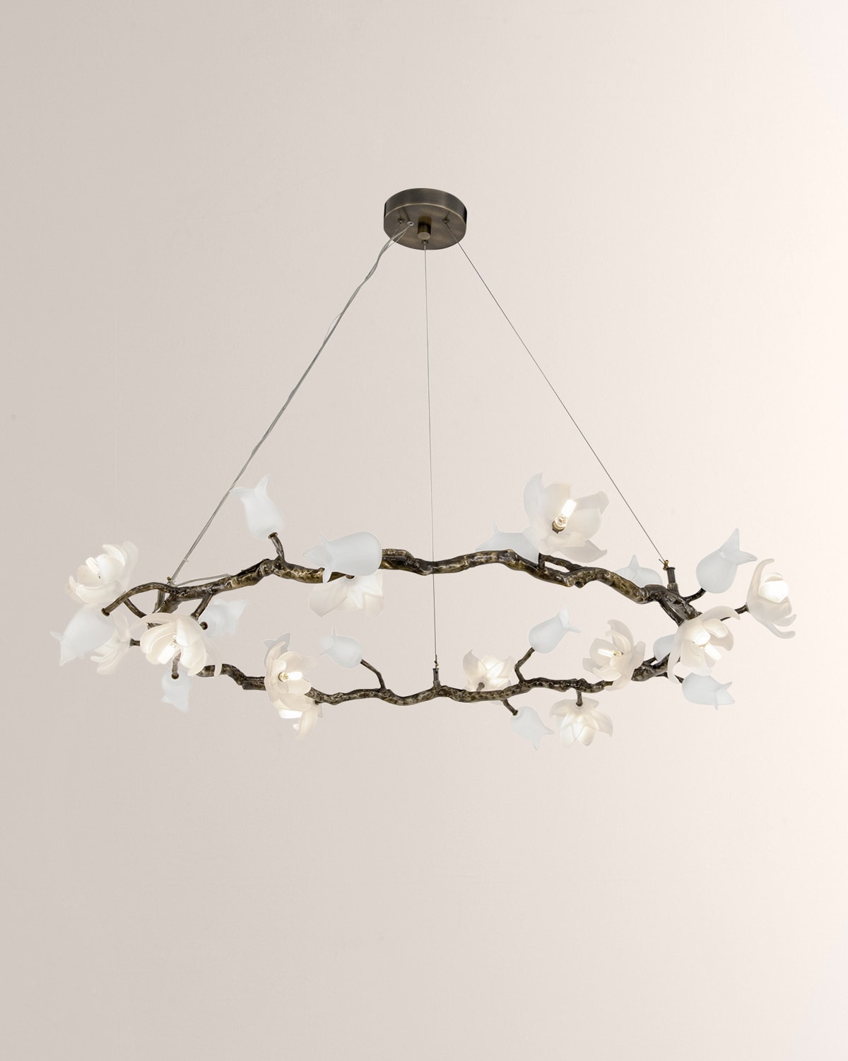 Shop John-richard Collection Churippu Magnolia & Tulip 46" 12-light Halo Chandelier In Bronze