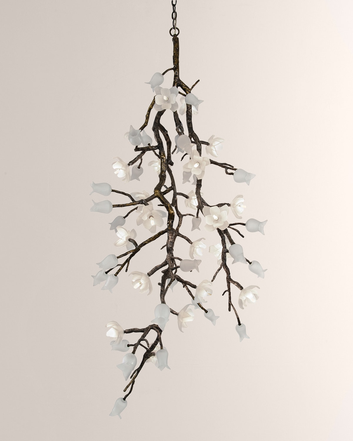 John-richard Collection Churippu Magnolia & Tulip 36" Vertical 21-light Chandelier In Bronze