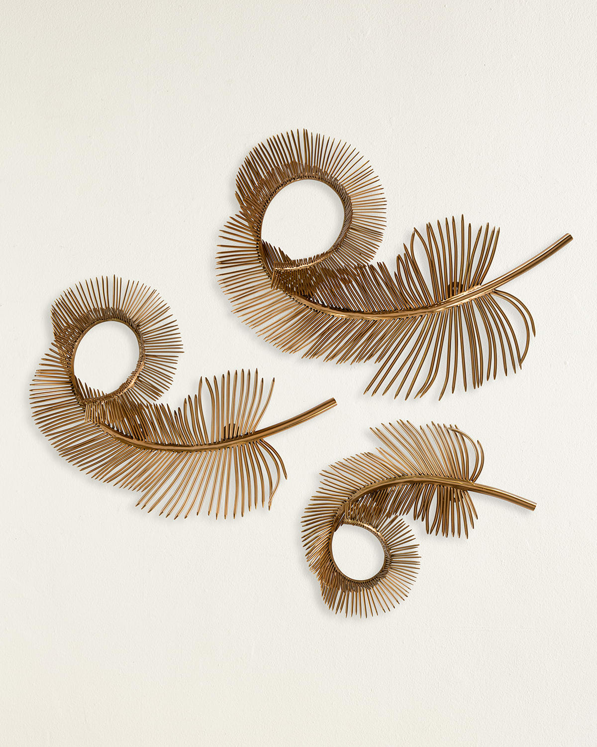 Shop John-richard Collection A Set Of Three Coiled Plumes Wall Art In Gold