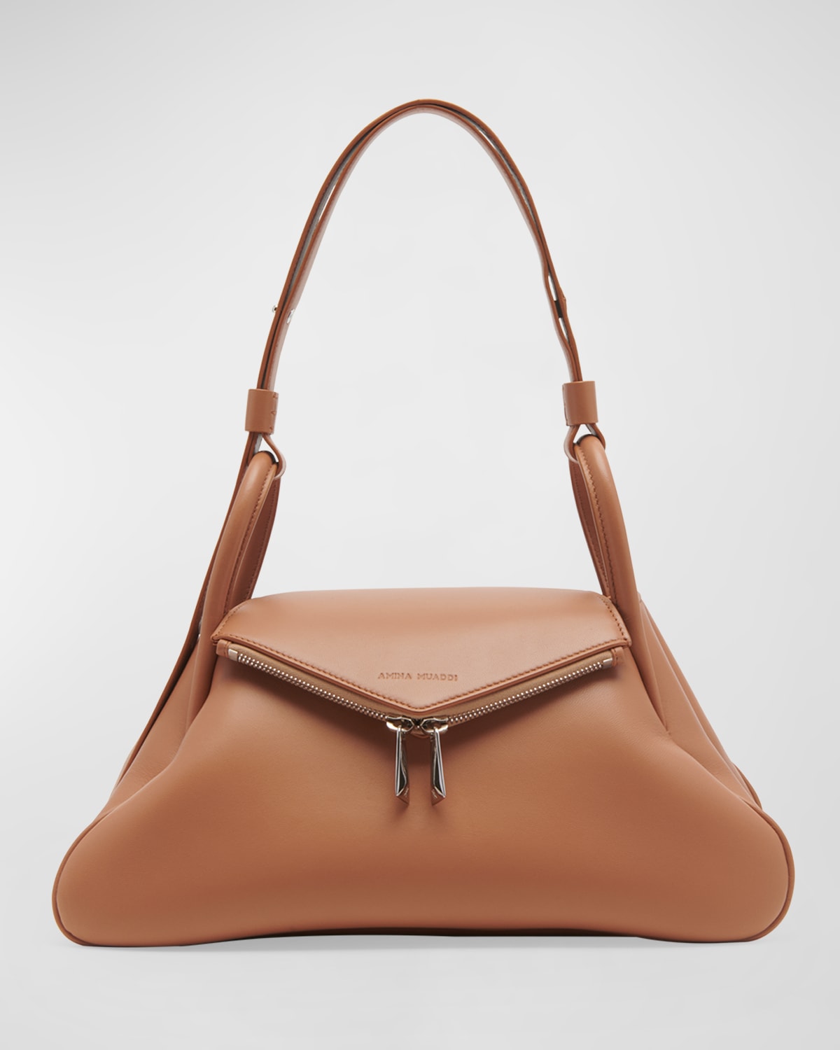 Gemini Zip Napa Leather Shoulder Bag