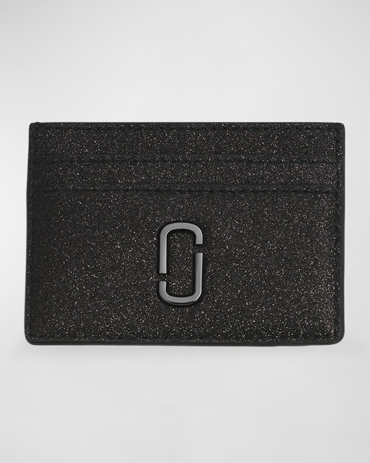 Marc Jacobs The Galactic Glitter J Marc Card Case In Black