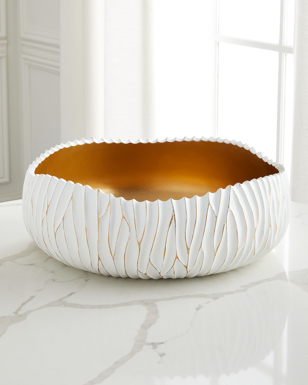 Old World Design Dana Decorative Bowl In White