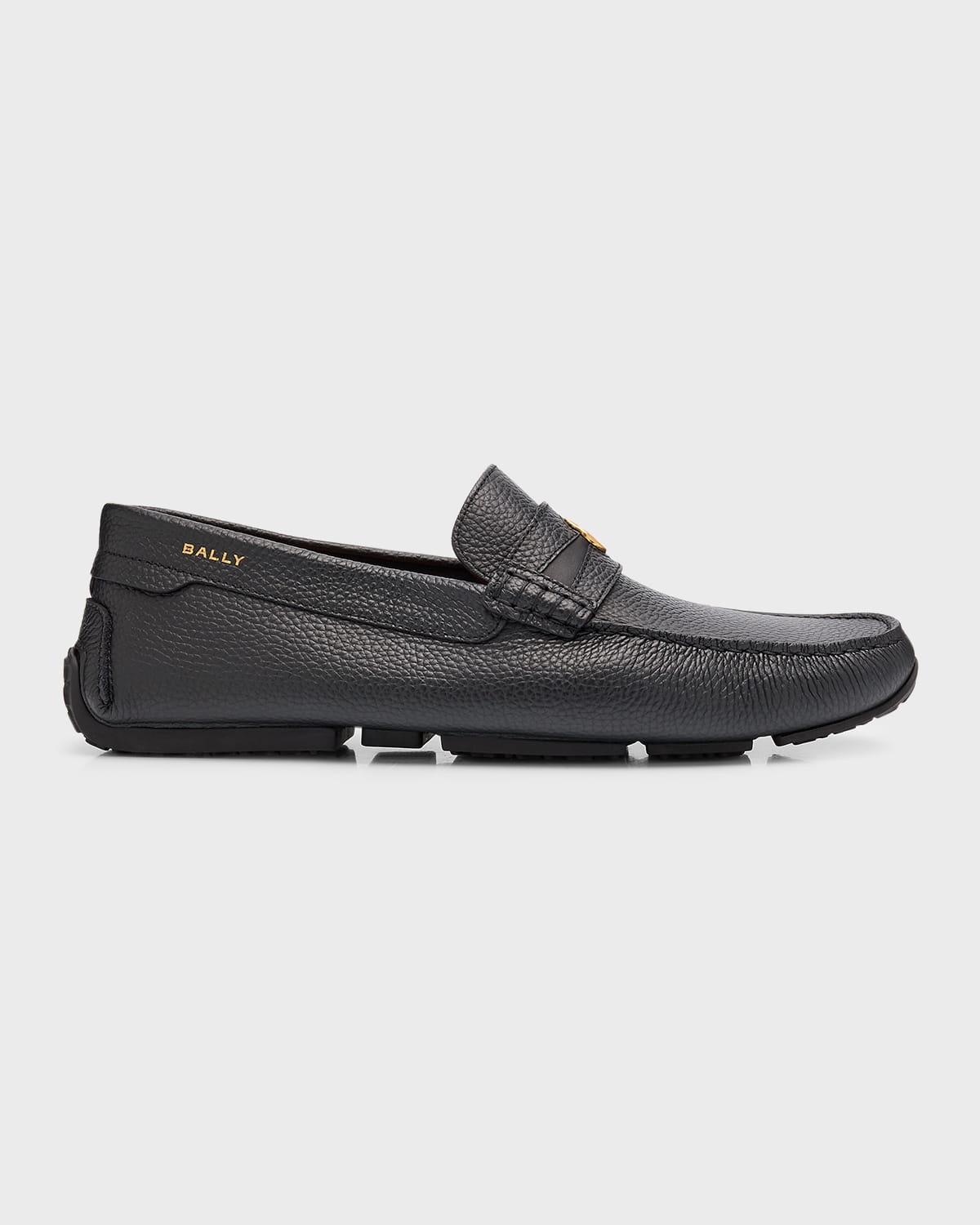 Shop Bally Men's Paklys Moc Toe Leather Drivers In Black