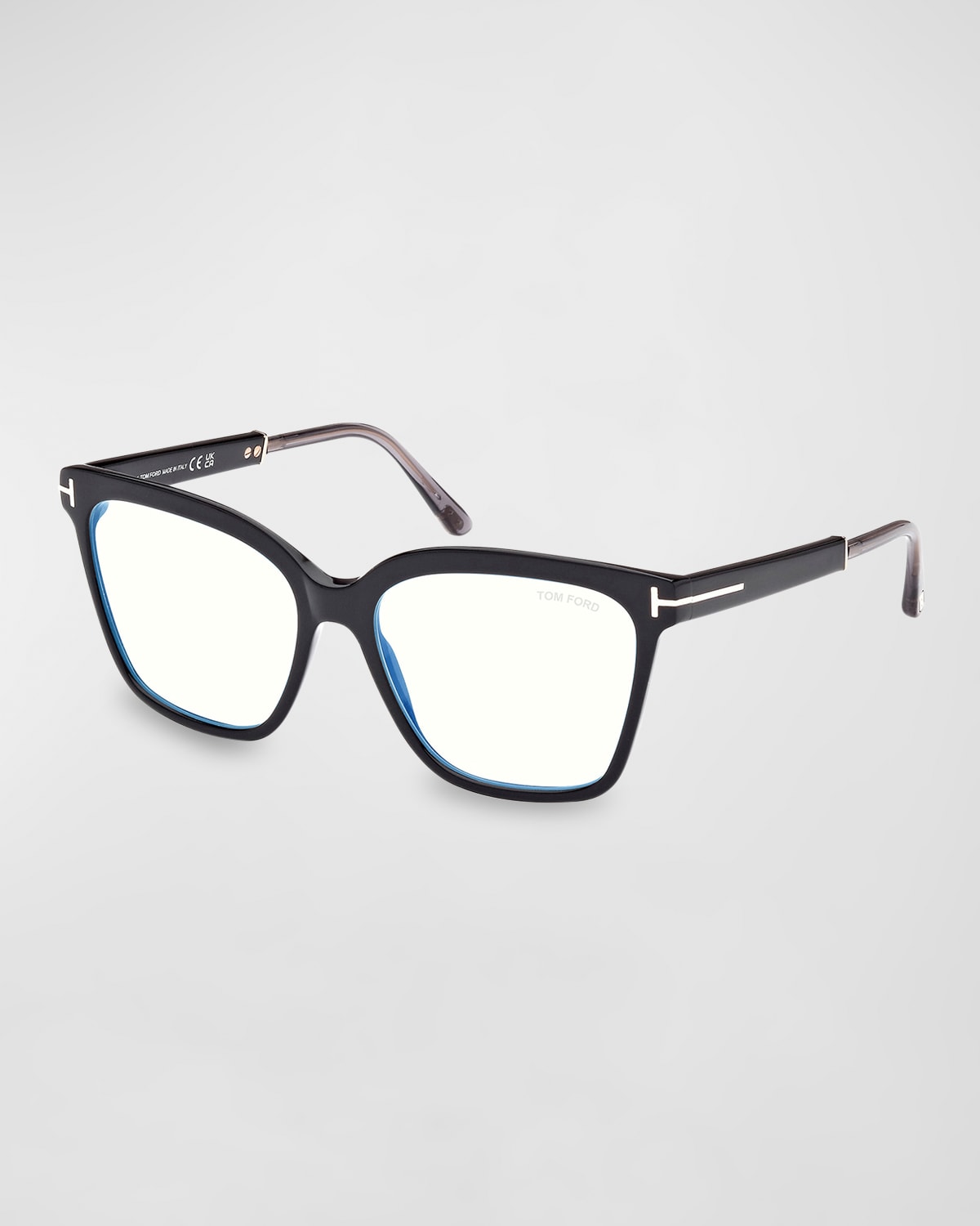 Tom Ford Blue Blocking Two-tone Acetate Square Glasses In Black