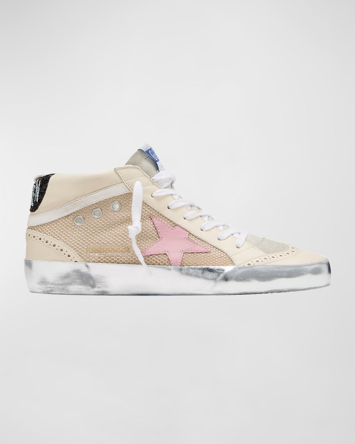Golden Goose Mid Star Leather Net Wing-tip Sneakers In Multi
