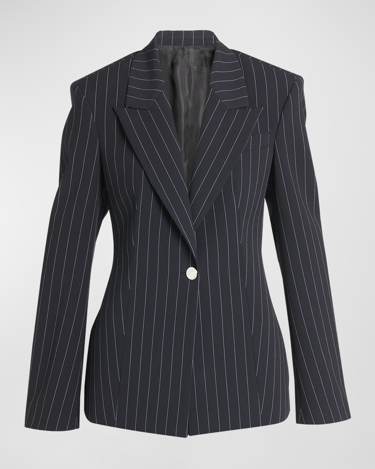 Pinstripe Single-Breasted Blazer Jacket