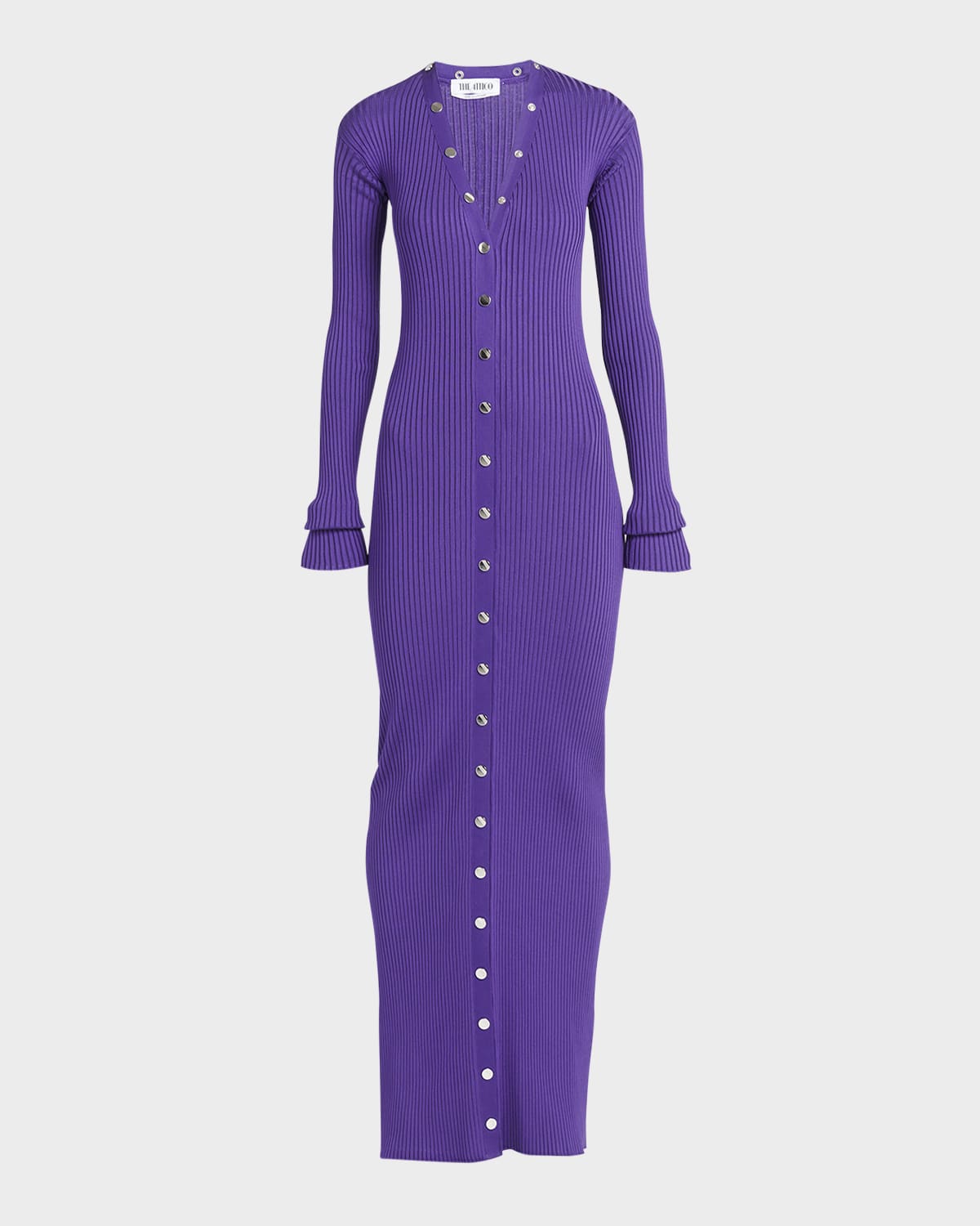 Shop Attico Snap-front Long Cardigan In Purple