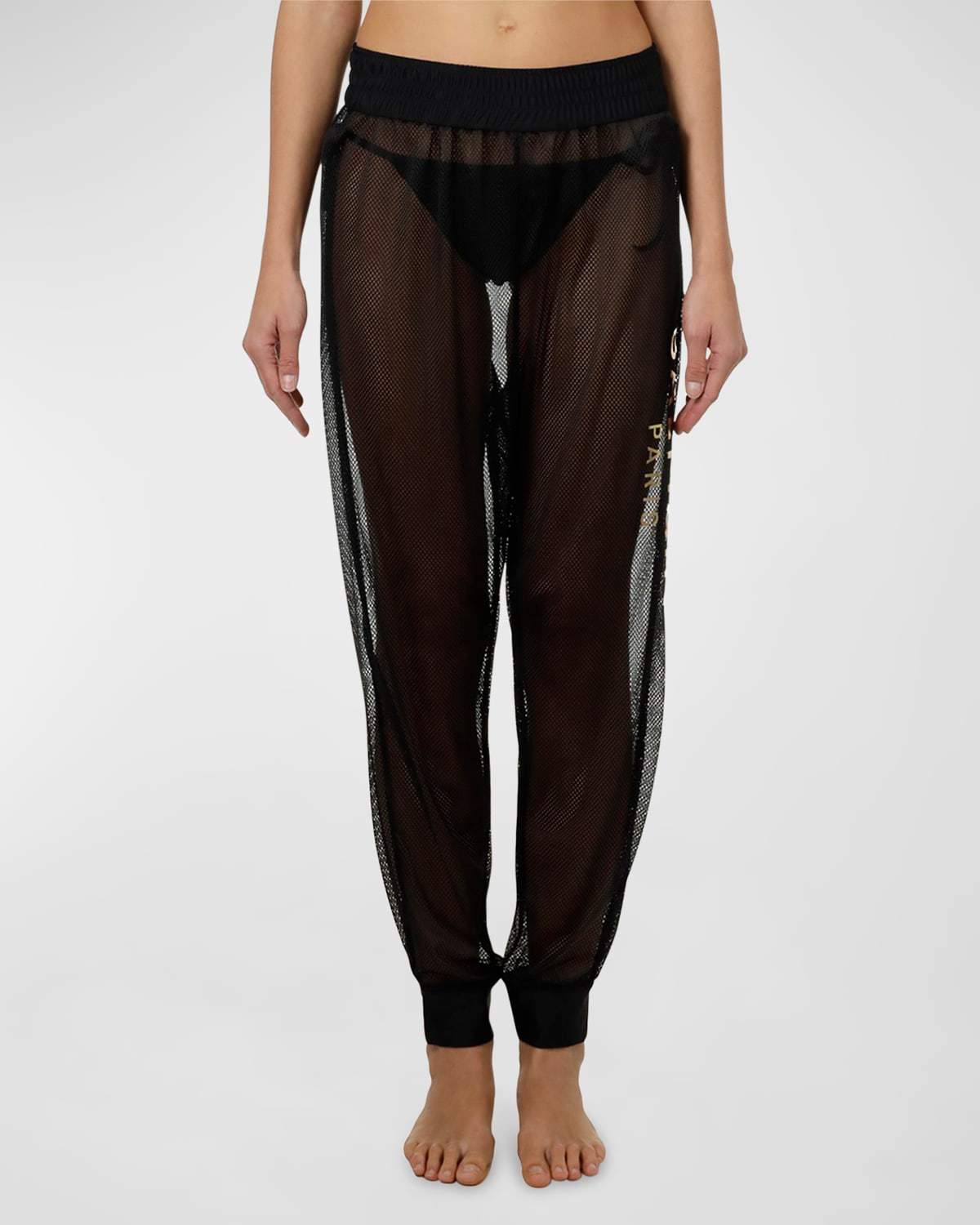 Balmain Mid-rise Mesh Joggers In Oxford/gold ModeSens