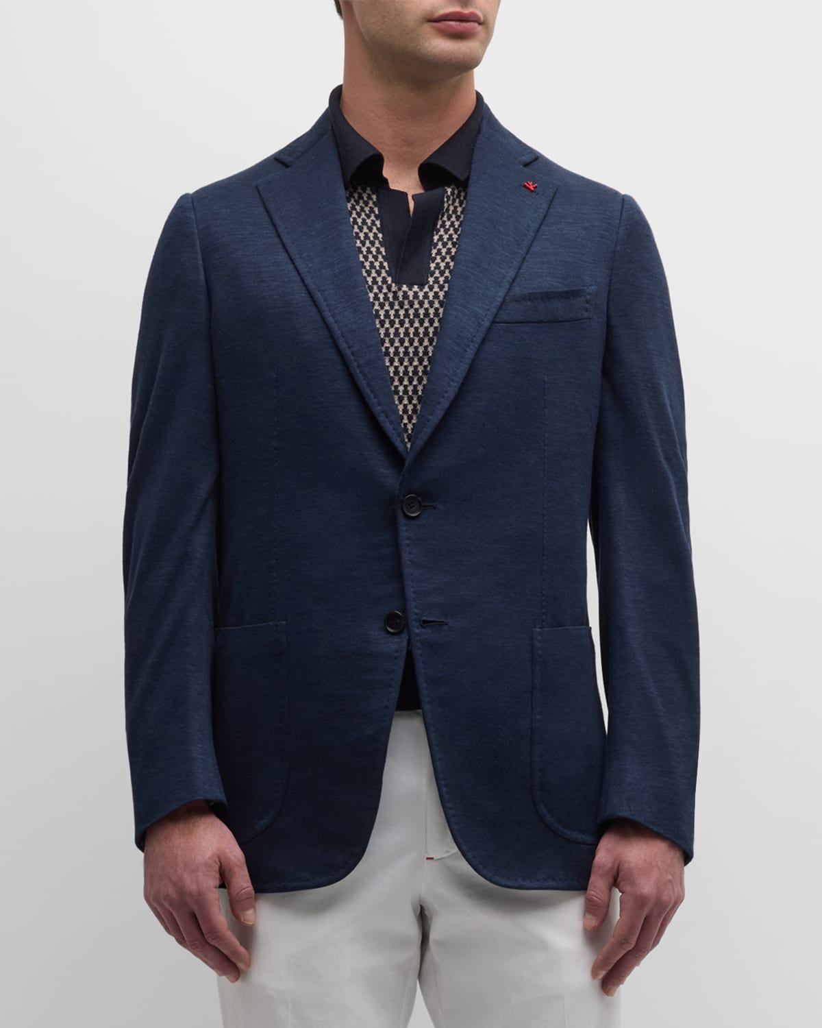 Isaia Men's Wool-blend Jersey Blazer In Dark Blue