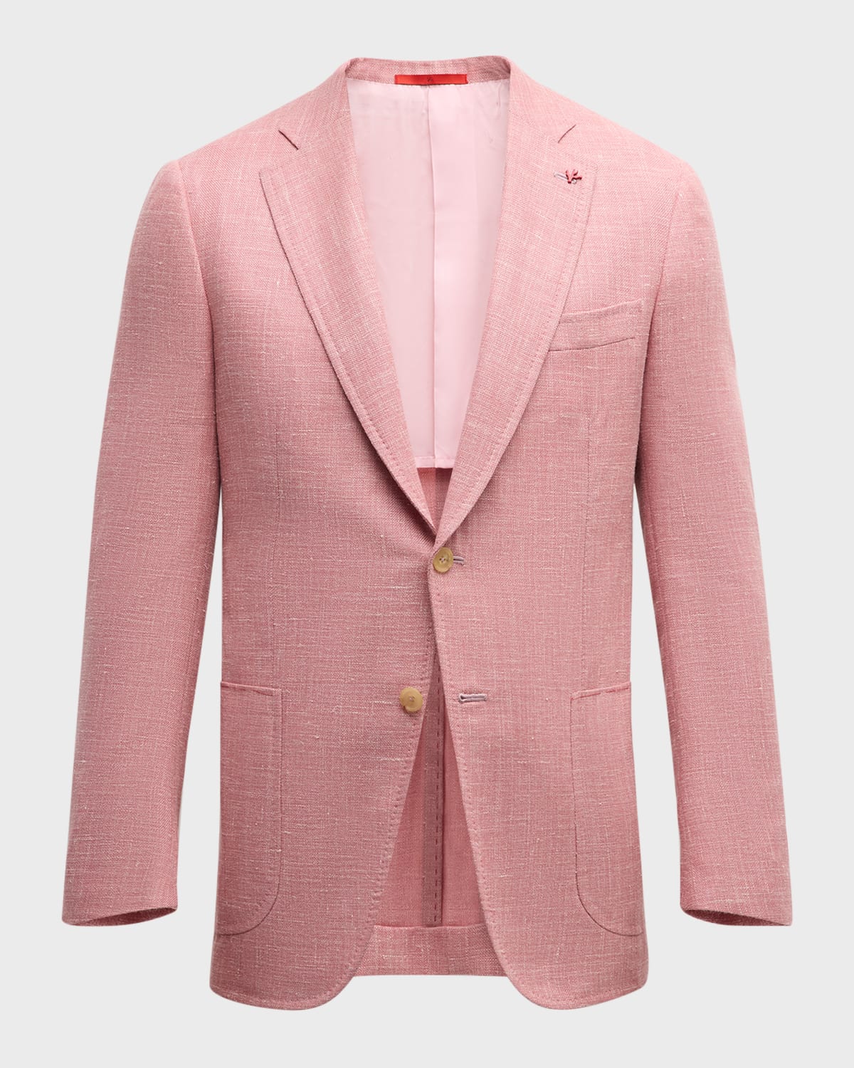 Shop Isaia Men's Linen-blend Blazer In Light Pink