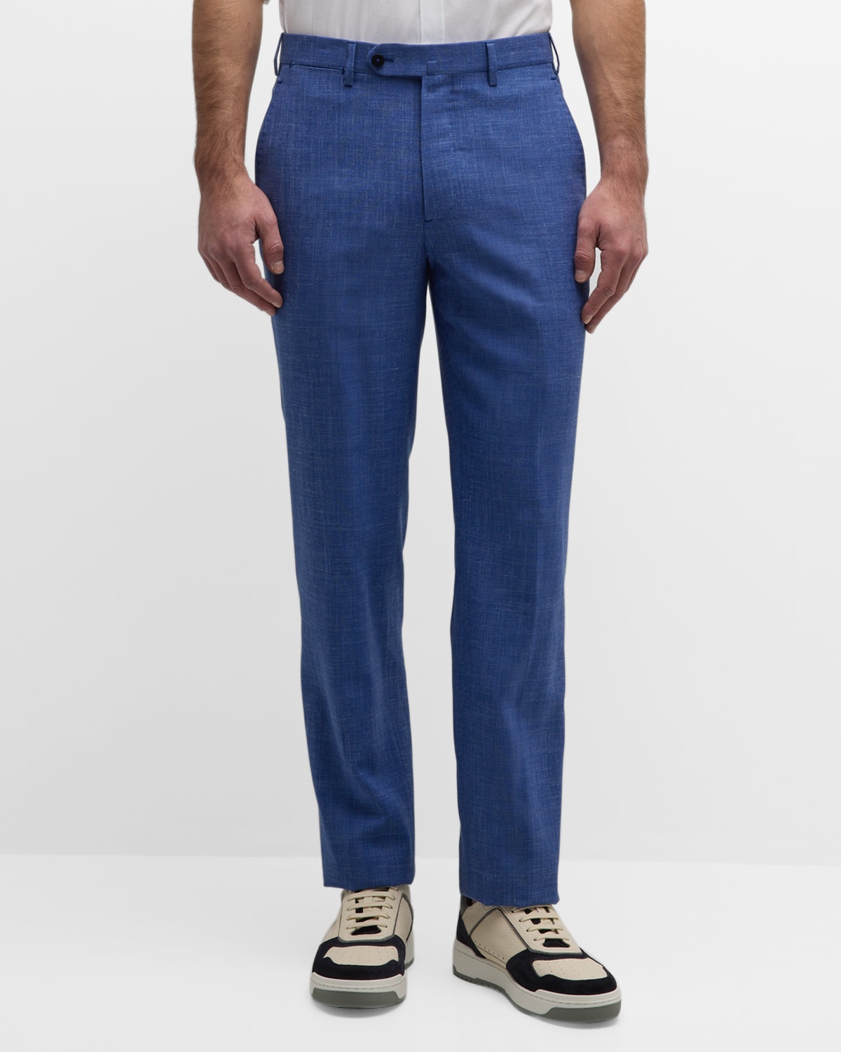 Isaia Men's Cropped Linen-blend Pants In Light Grey