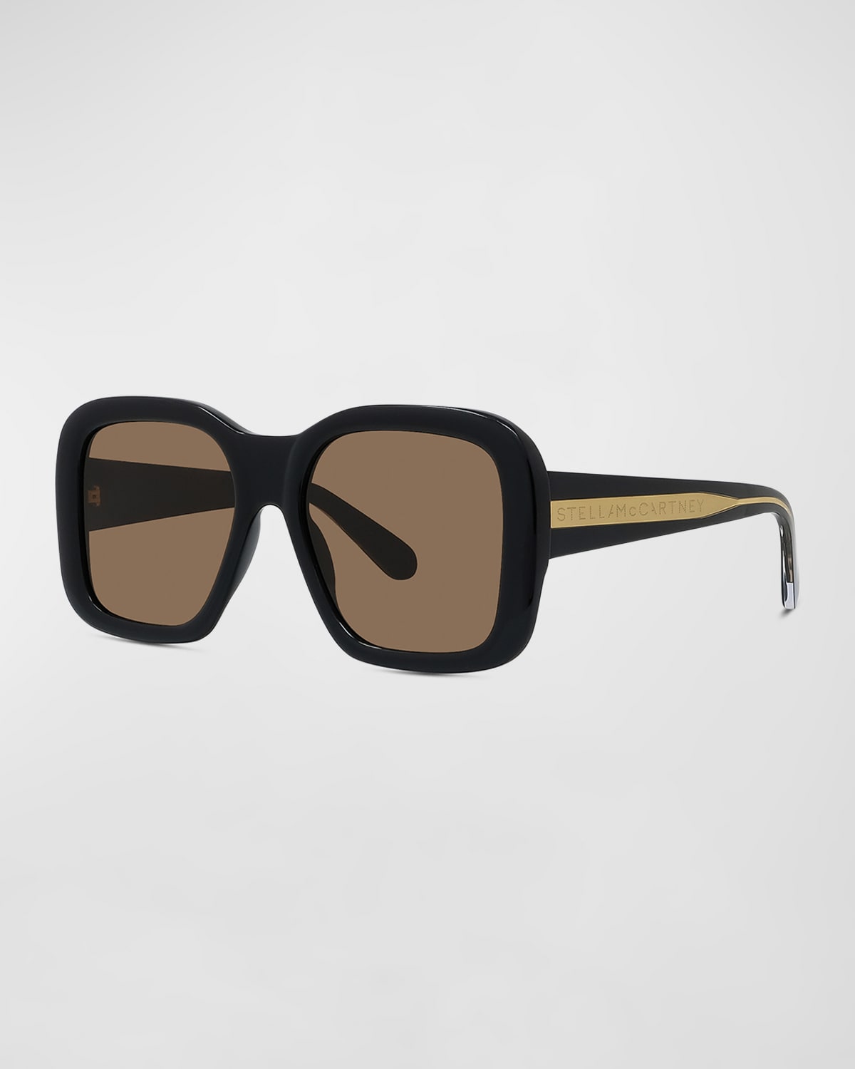 Stella Mccartney 2001 Acetate Square Sunglasses In Black/brown Solid