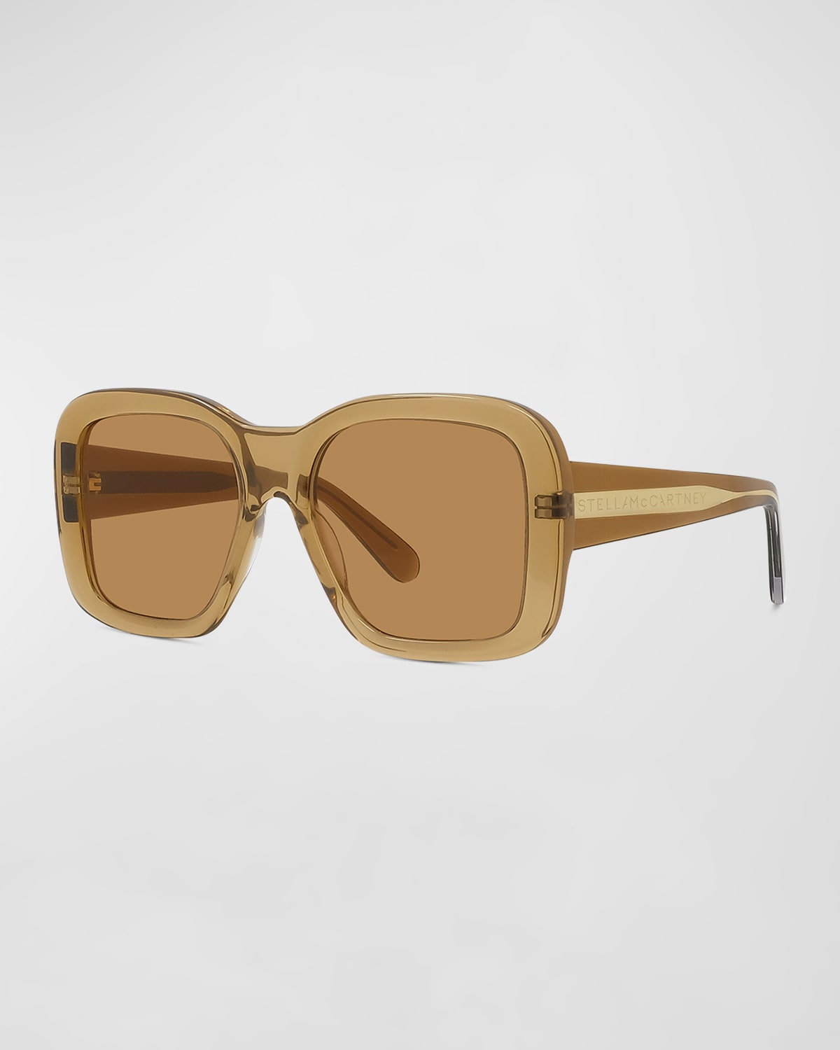 Stella Mccartney 2001 Acetate Square Sunglasses In Beige/brown Solid