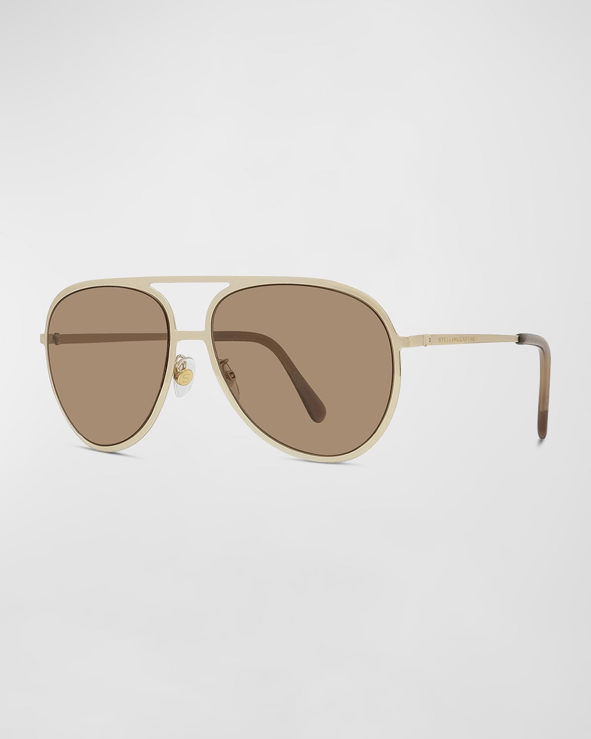 Shop Stella Mccartney Pilot Metal Alloy & Plastic Aviator Sunglasses In Gold Brown