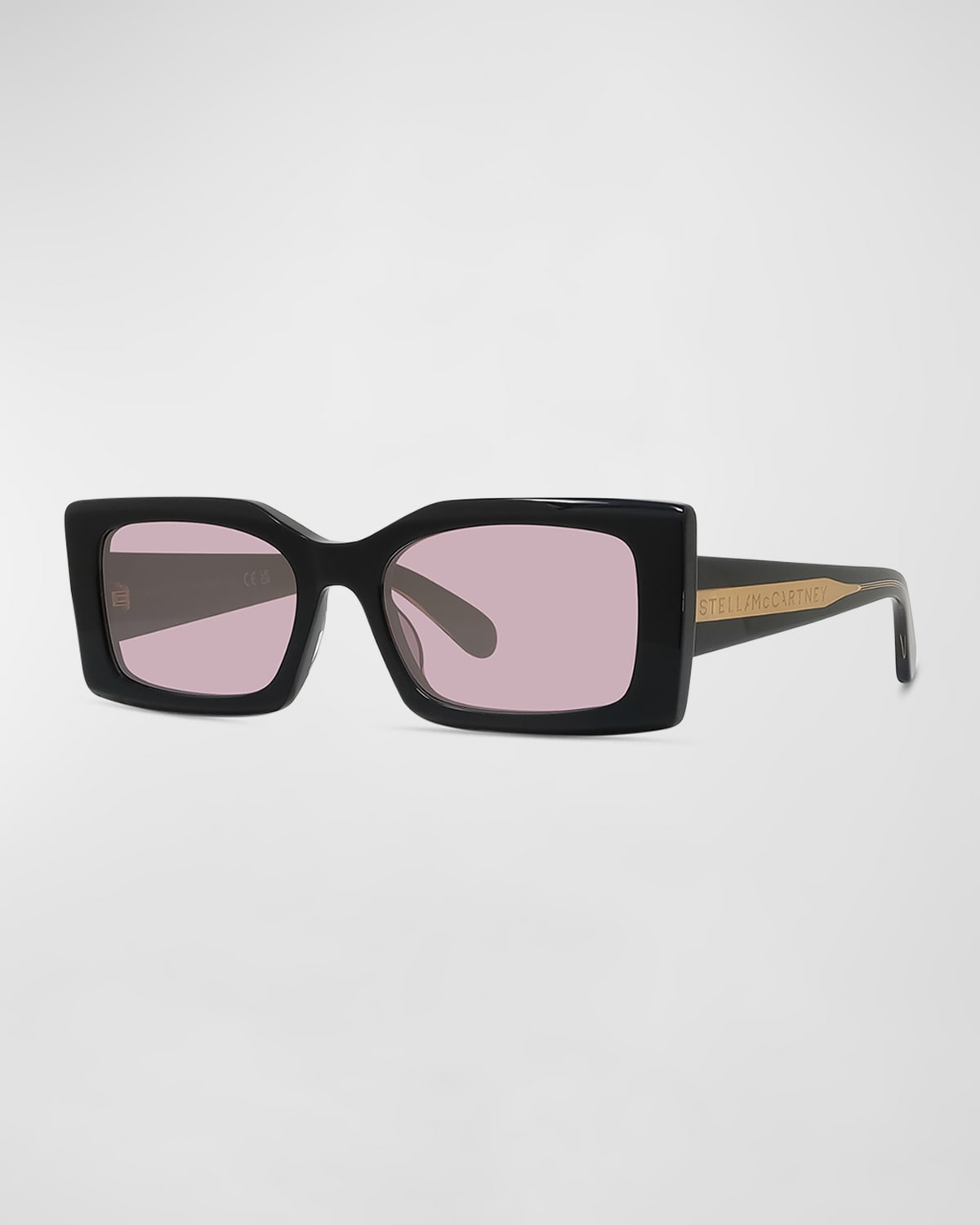 Shop Stella Mccartney 2001 Acetate Rectangle Sunglasses In Shiny Black