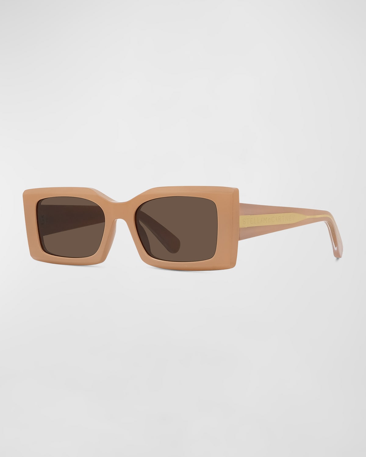 Shop Stella Mccartney 2001 Acetate Rectangle Sunglasses In Shiny Beige Brown