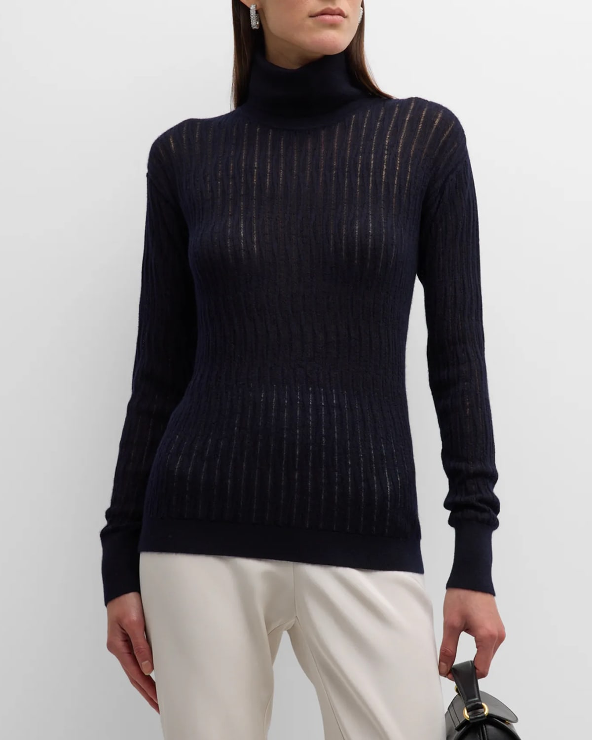 Tse Cashmere Cashmere Ribbed Turtleneck Sweater In Midnight