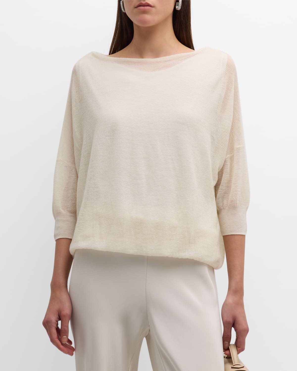 Tse Cashmere Cashmere Boat-neck Dolman-sleeve Pullover In Creme