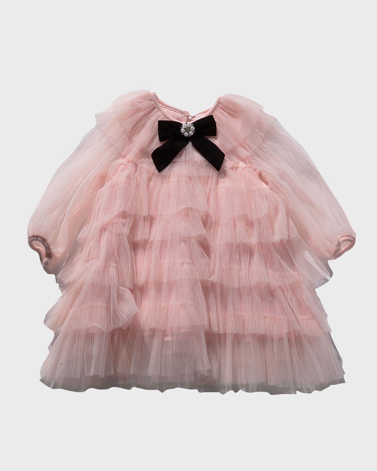 Petite Hailey Little Girl's & Girl's Bow-accented Layered Dress In Pink