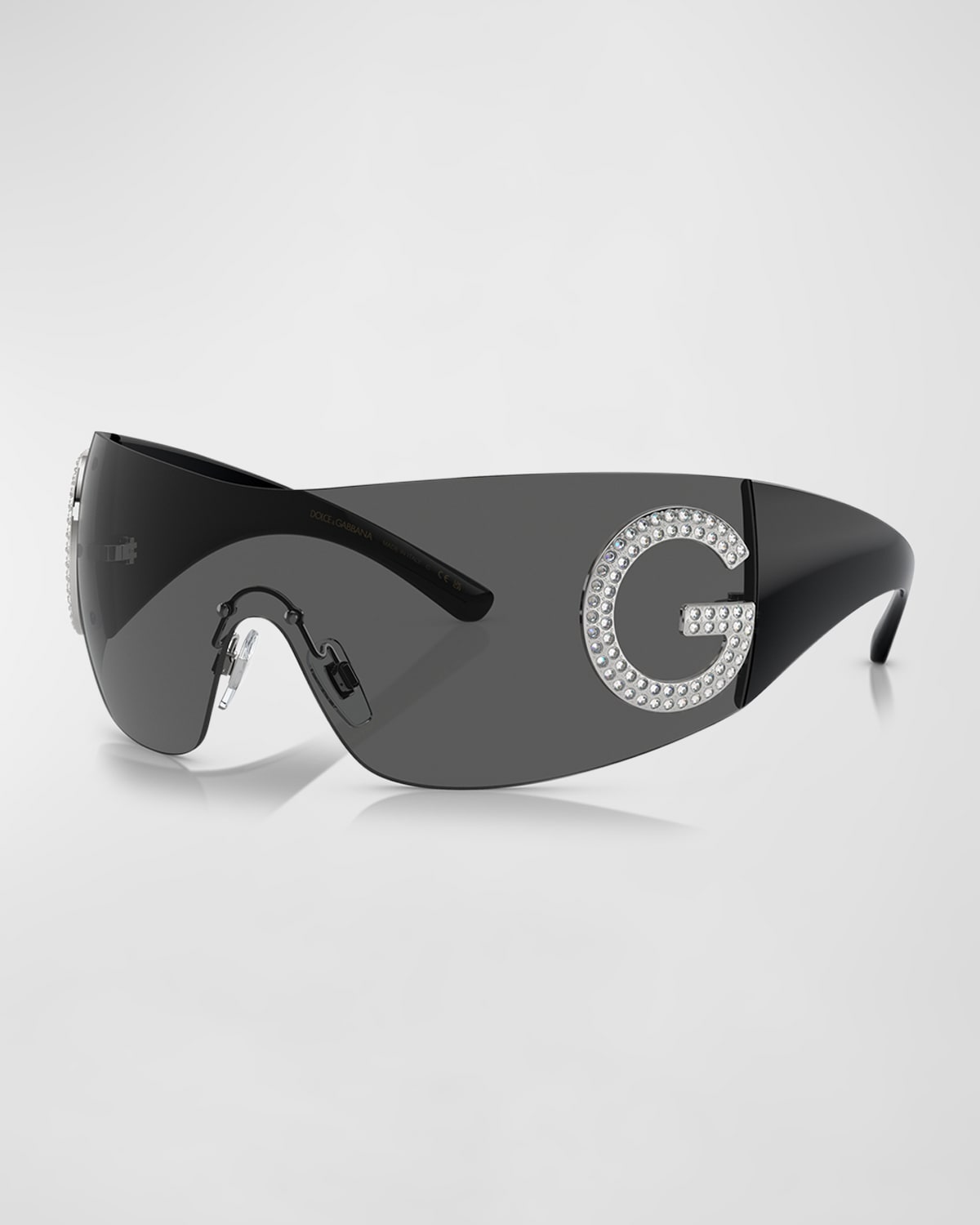 Dolce Gabbana Embellished Logo Acetate Wrap Sunglasses Smart Closet