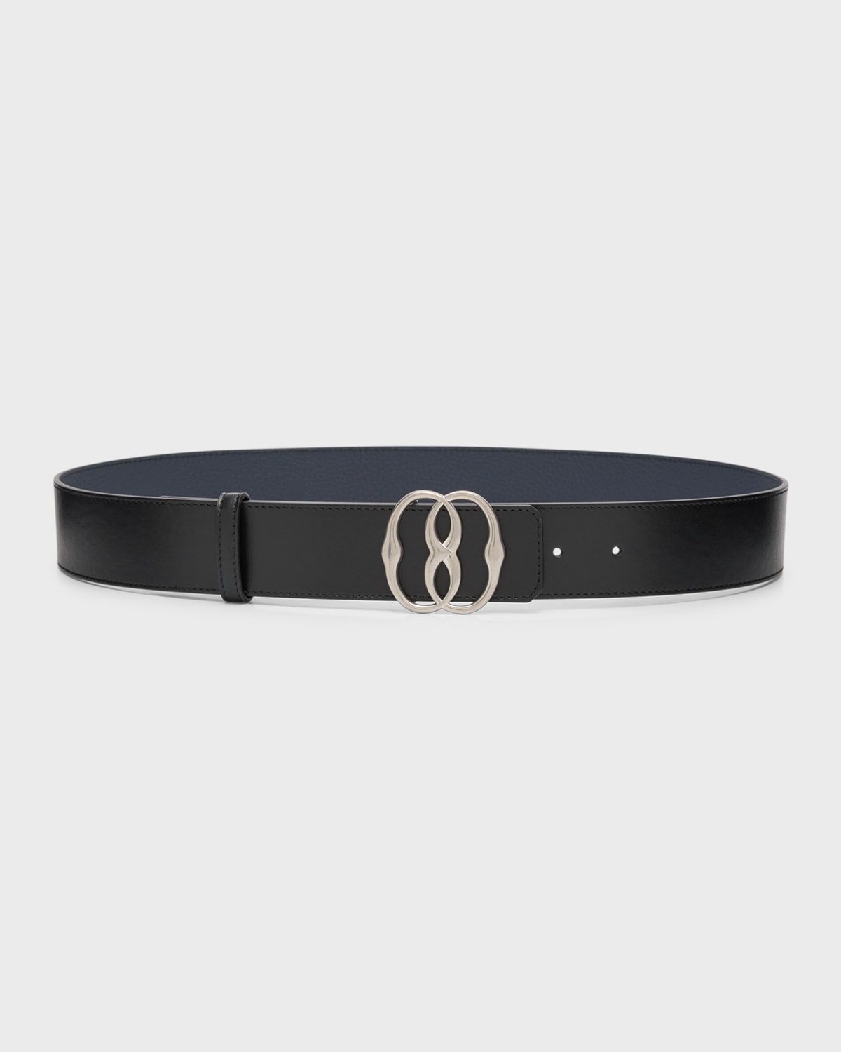 Bally Men's Emblem-buckle Reversible Leather Belt In Black