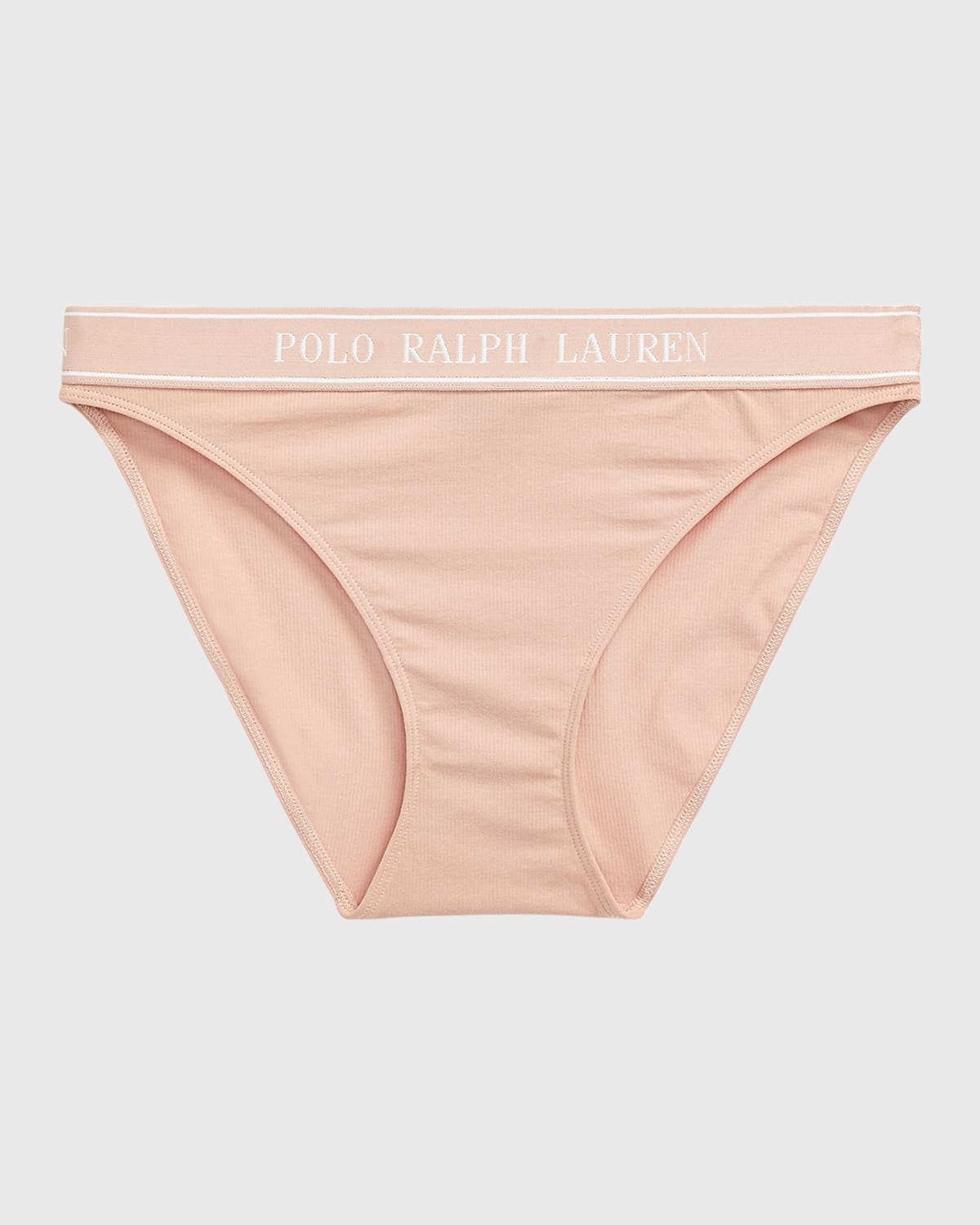 Shop Polo Ralph Lauren Ribbed Logo Bikini Briefs In Clay