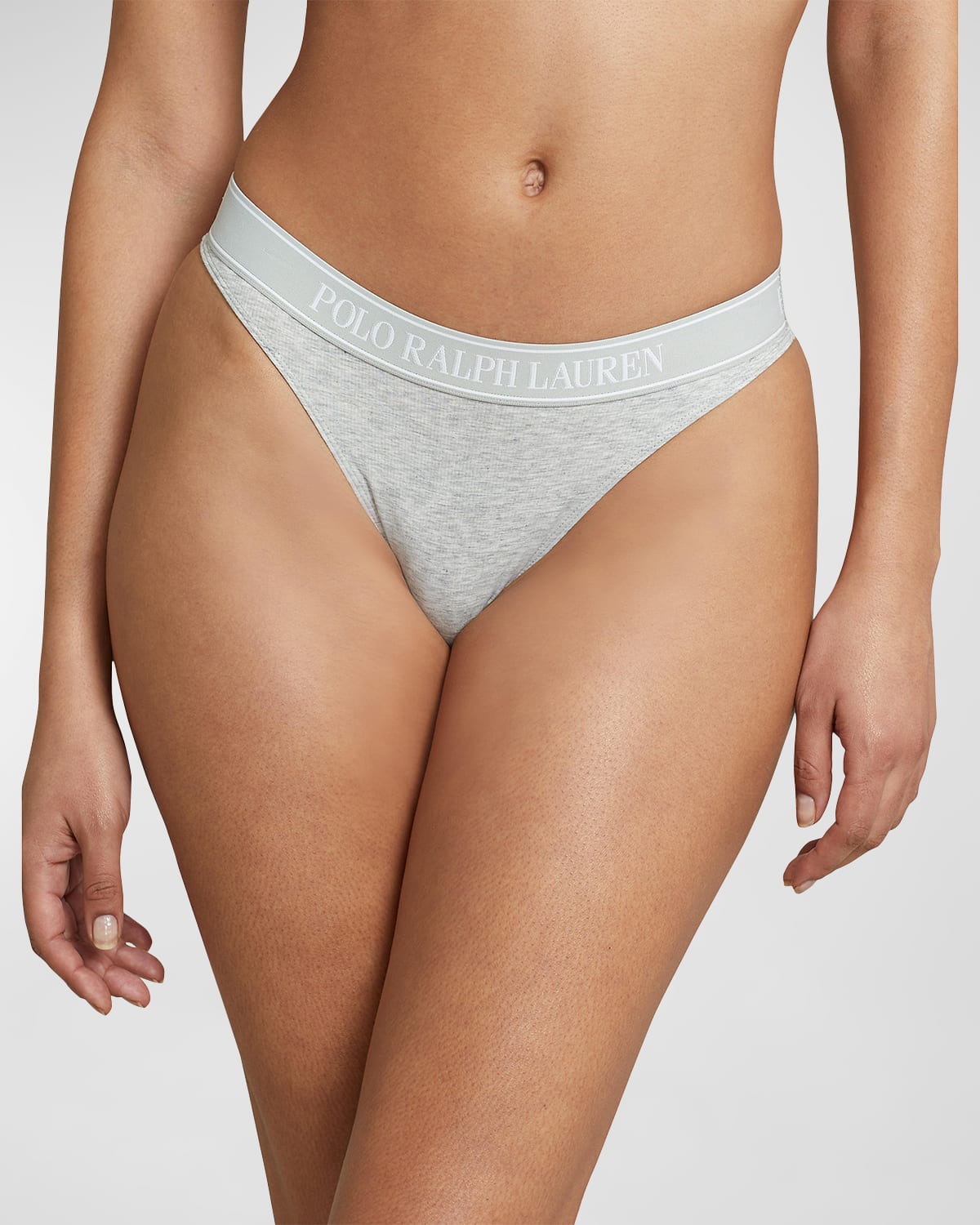 Shop Polo Ralph Lauren Ribbed Mid-rise Logo Thong In White Cloud