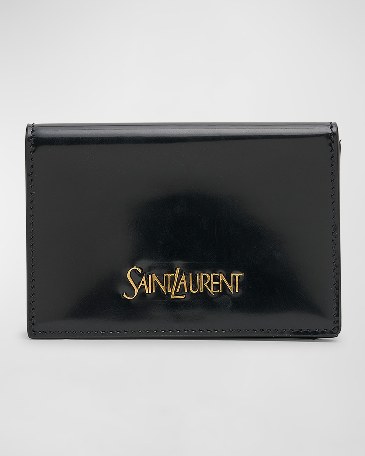 Saint Laurent Flap Card Case In Smooth Leather In Noir