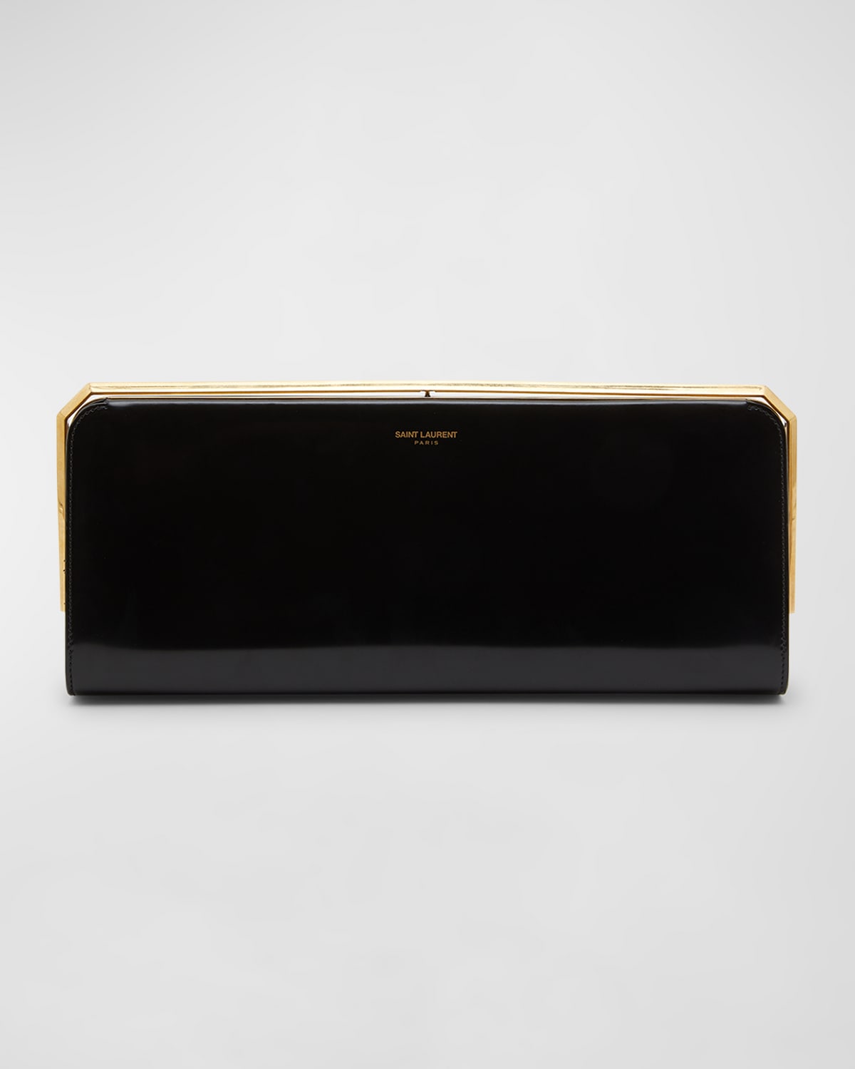 Saint Laurent Date Minaudiere Clutch Bag In Patent Leather In Noir