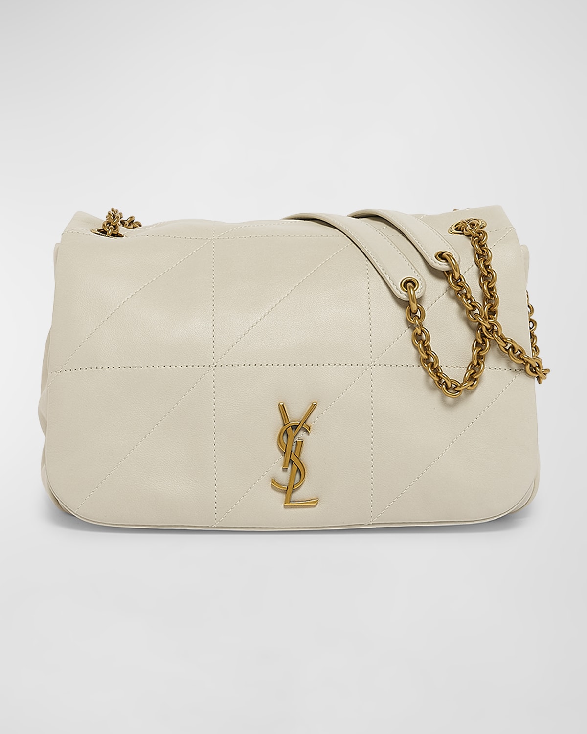 Saint Laurent Jamie 4.3 Small Ysl Shoulder Bag In Quilted Smooth Leather In Crema Soft