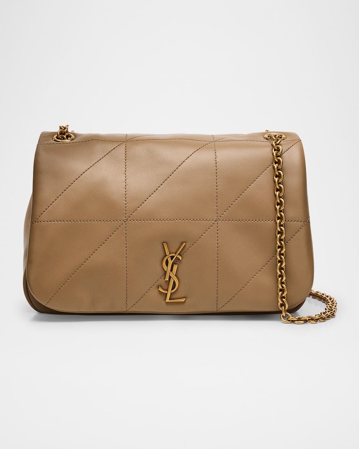 Saint Laurent Jamie 4.3 Small Ysl Shoulder Bag In Quilted Smooth Leather In Madder Brown