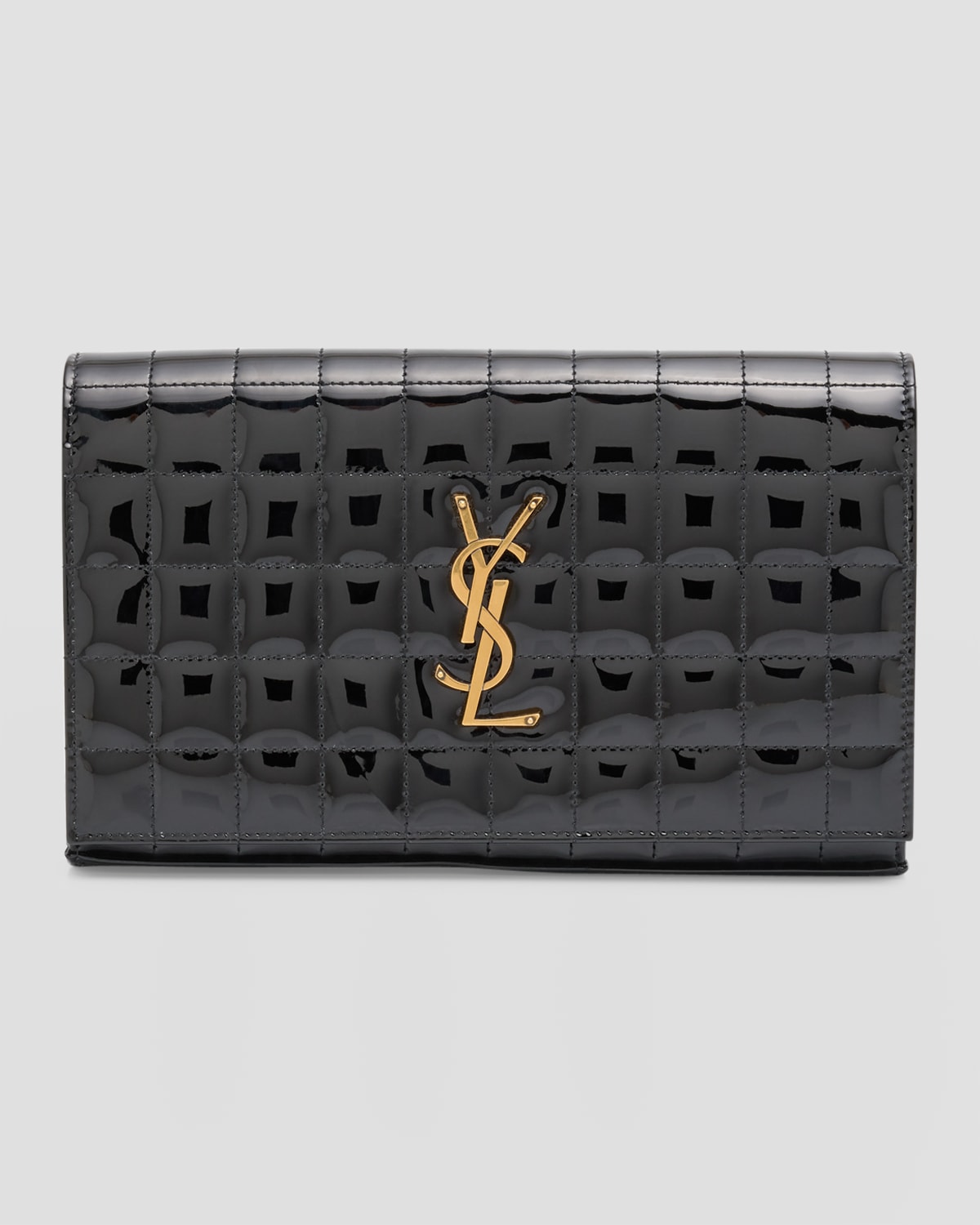 YSL Classic Patent Quilted Wallet on Chain