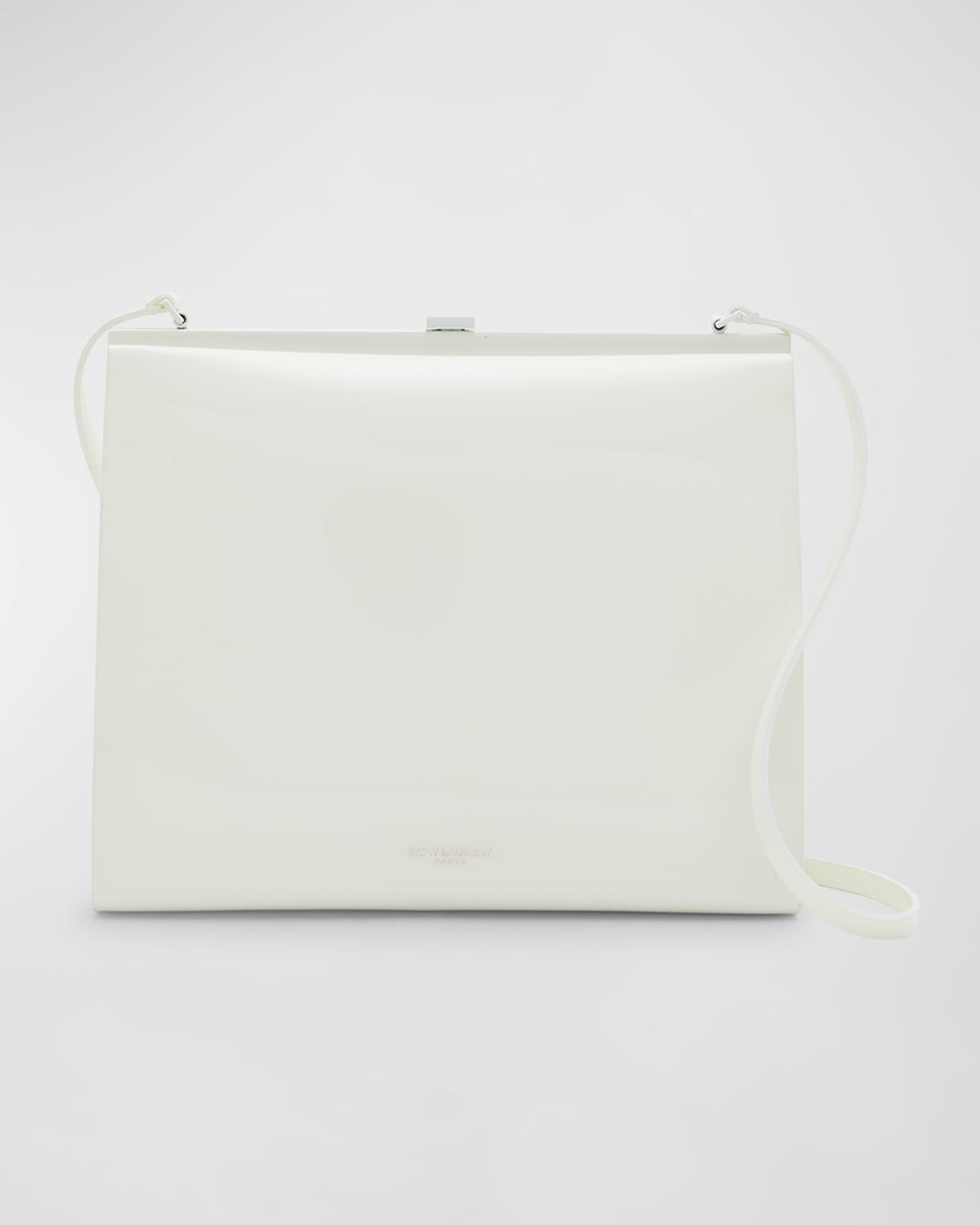 Saint Laurent Small Sac Patent Shoulder Bag In White Powder