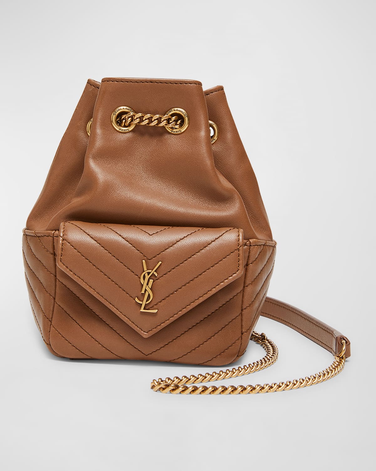 Shop Saint Laurent Mini Quilted Chain Bucket Crossbody Bag In 2536 Fox