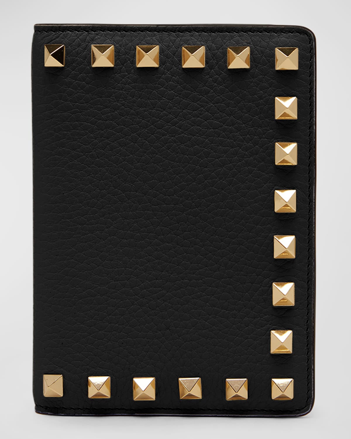 Shop Valentino Rockstud Leather Passport Cover In Nero