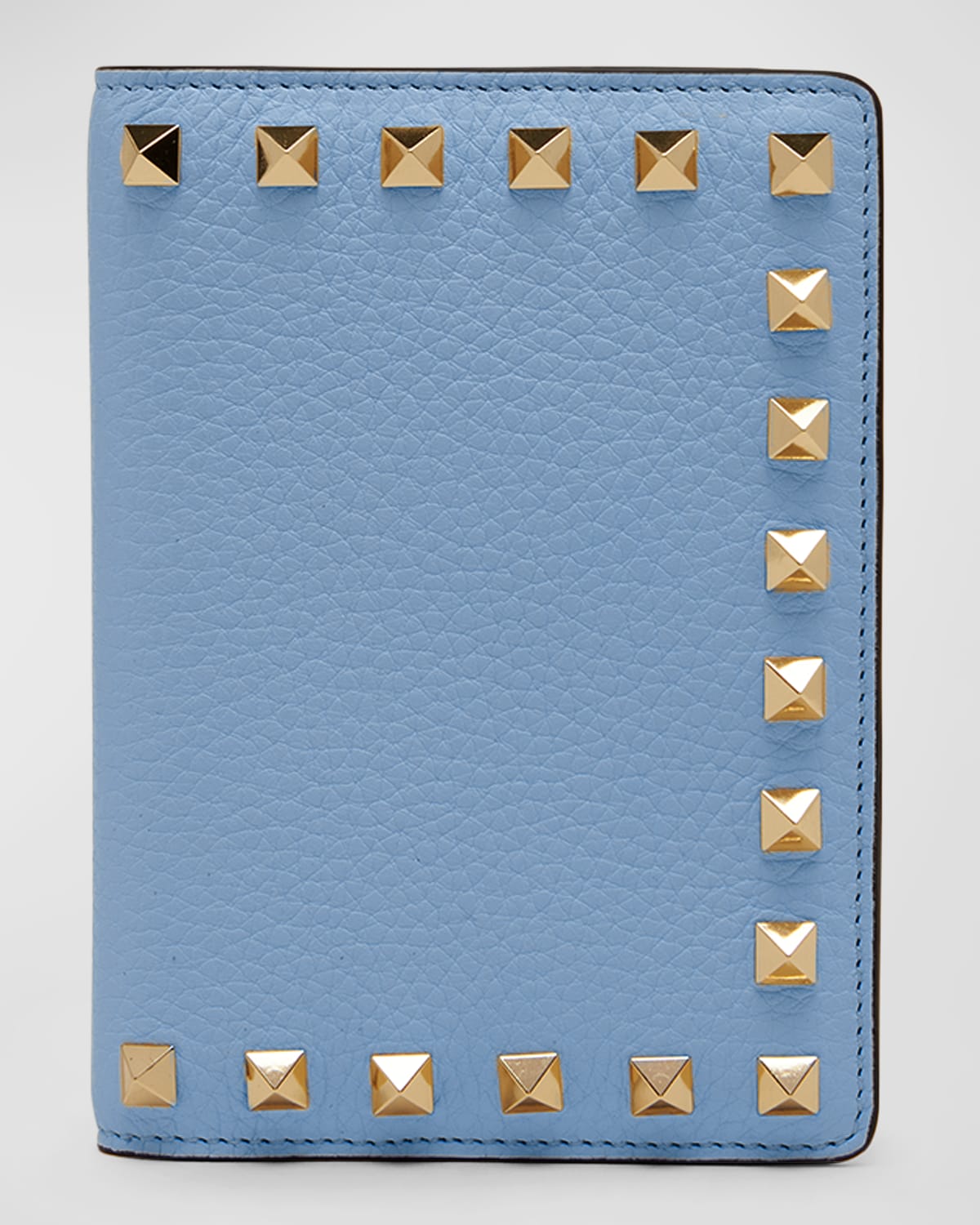Shop Valentino Rockstud Leather Passport Cover In Popeline Blue