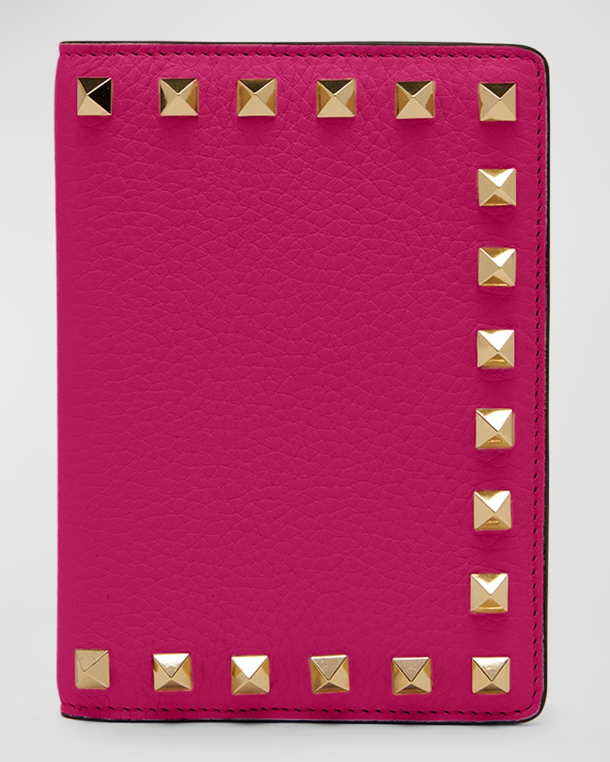 Shop Valentino Rockstud Leather Passport Cover In Pink Pp