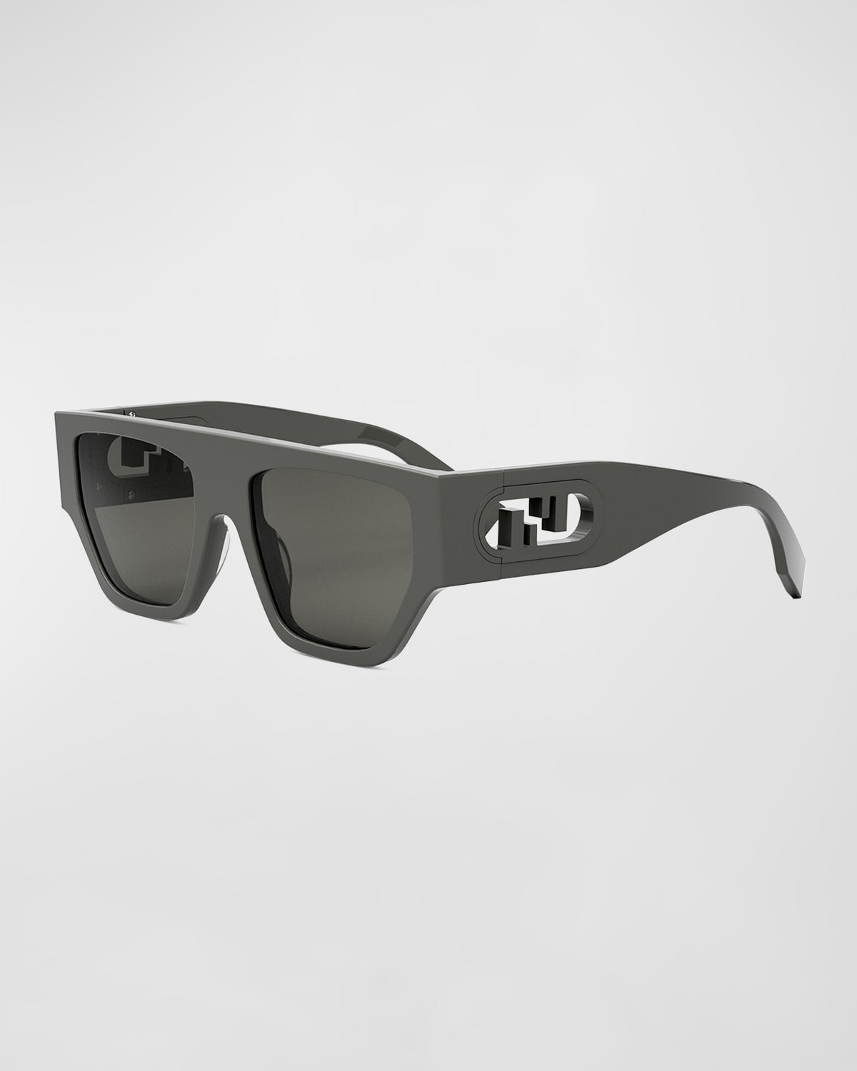 Fendi Men's O'lock Nylon Rectangle Sunglasses In Grey Smoke