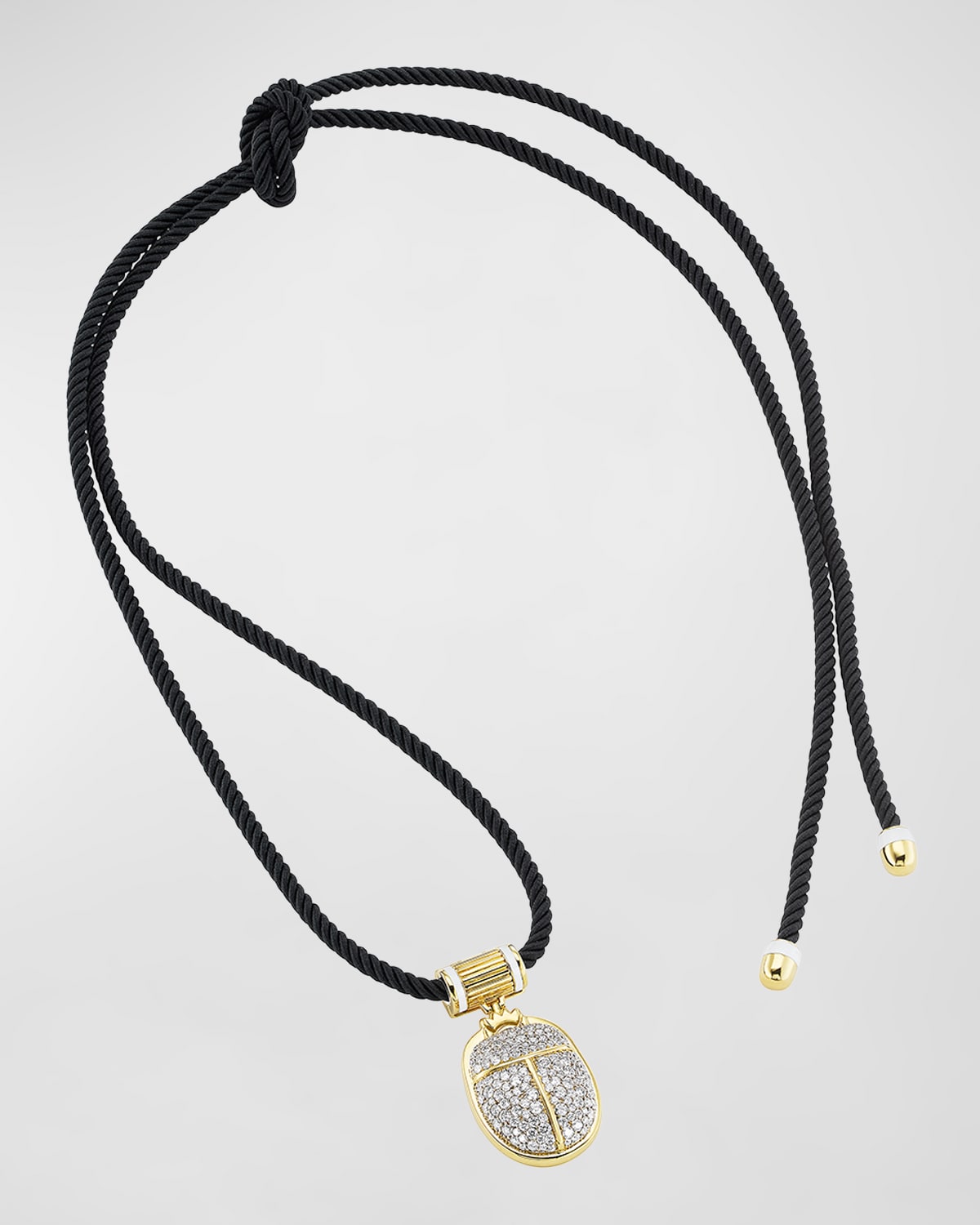 Soft Scarab Necklace with 18K Yellow Gold and Diamonds