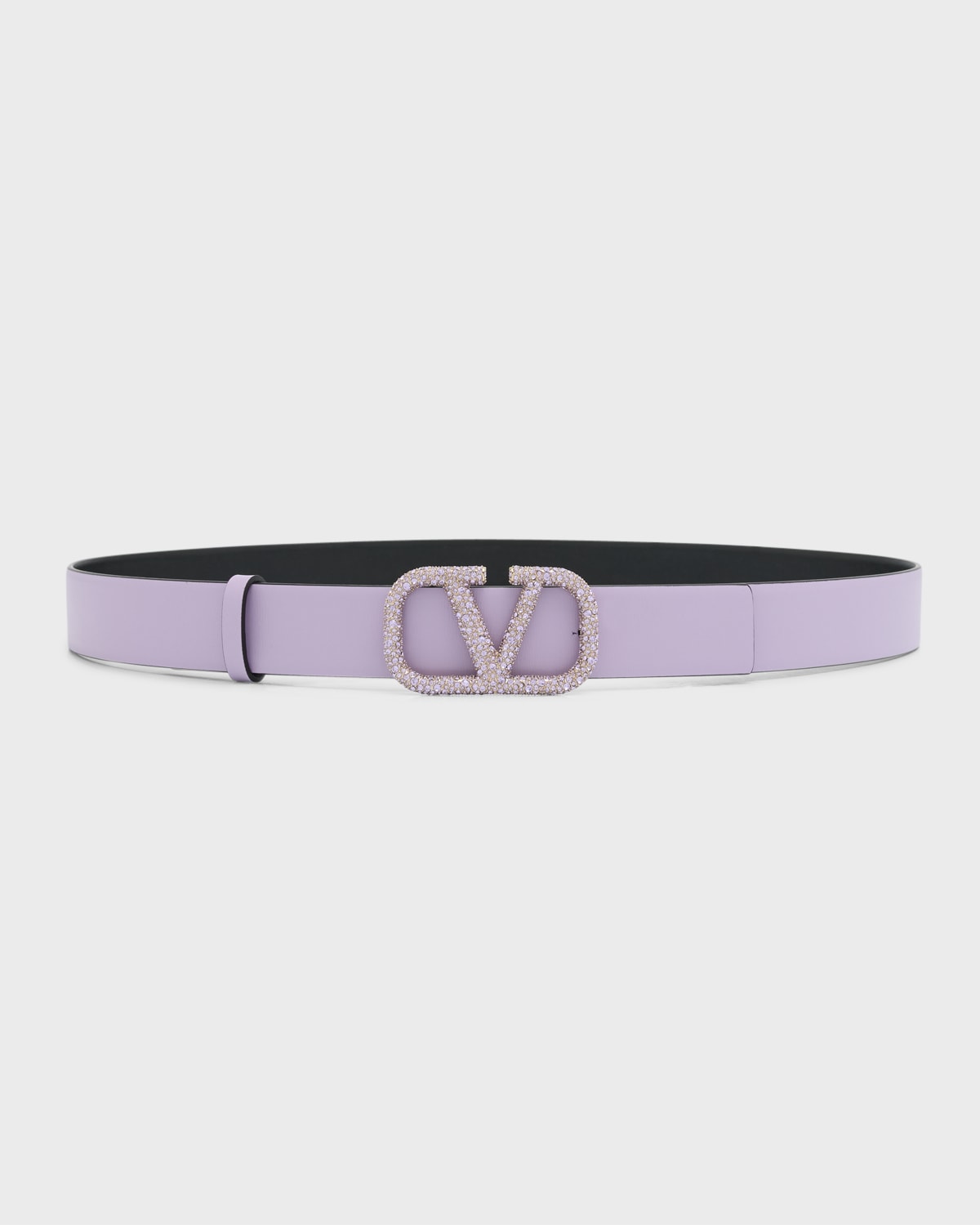 Embellished V-Logo Reversible Leather Belt
