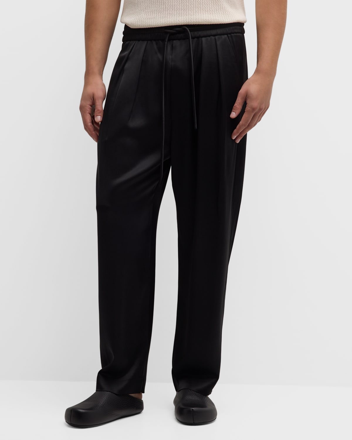 Shop Nanushka Men's Jiro Fluid Pleated Sweatpants In Black